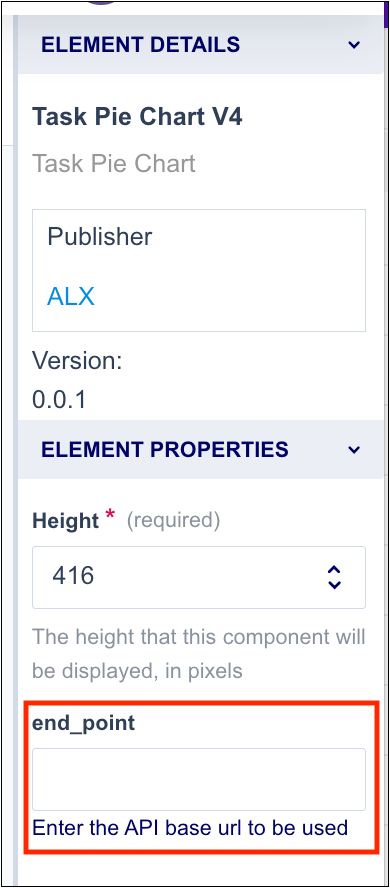 Element Details panel showing configurable Element properties