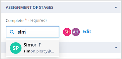 One-time completion user selected for a manual Task