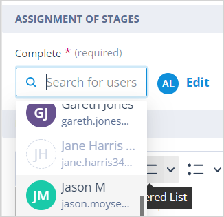 One-time completion users unavailable after selecting a Standard user