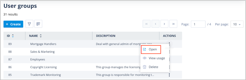 User Group opened for editing