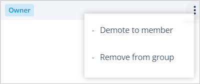 Actions menu for a User Group owner