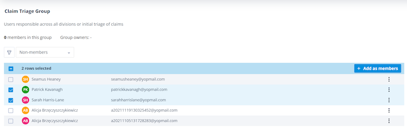 Adding multiple users from the Non-members list