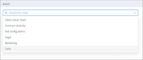 Roles field shown for a Config admin user account