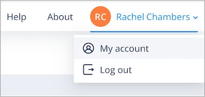 My account shown in drop down