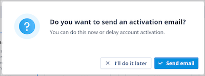 Send email to user now or later shown