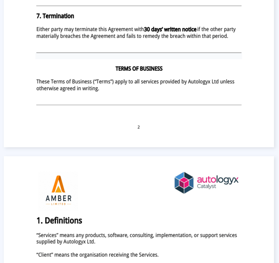 Terms document merged into CSA