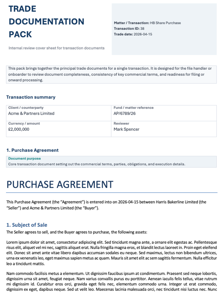 Purchase Agreement merged