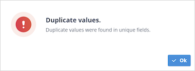 Validation warning displayed when a required field is left blank
