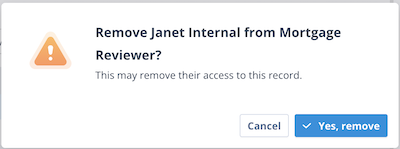 Confirmation dialog for removing a Permission Set