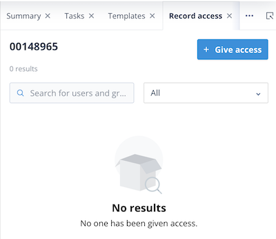 Record Access tab showing the Give access button