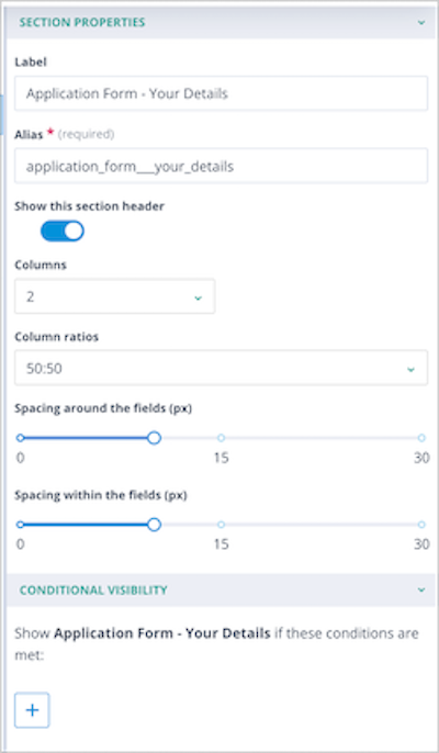 Section Properties panel