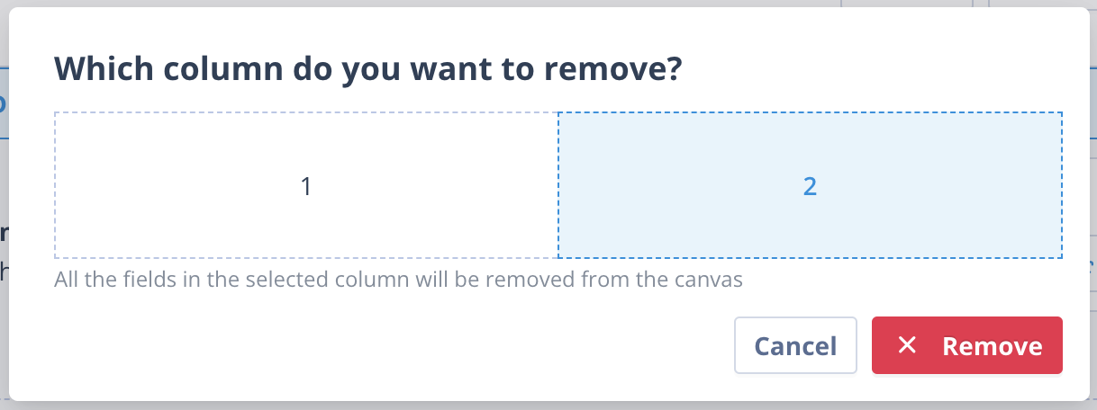 Removing a column from a section