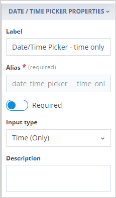 Time picker field displayed on a Task form