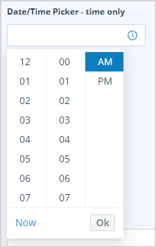 Time picker configuration settings