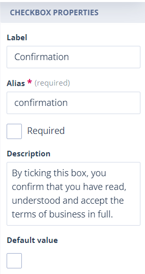 Checkbox field displayed on a Task form