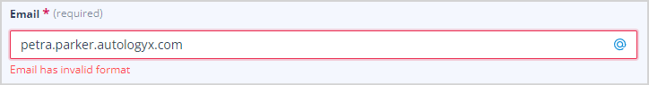 Email field configuration settings