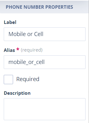 Phone number field displayed on a Task form