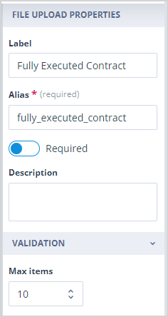File upload field displayed on a Task form