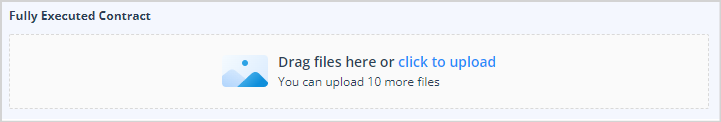 Uploaded file shown with delete button
