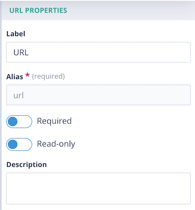URL field validation message on a Task form