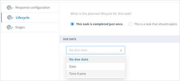 Tasks list showing the Due Date column
