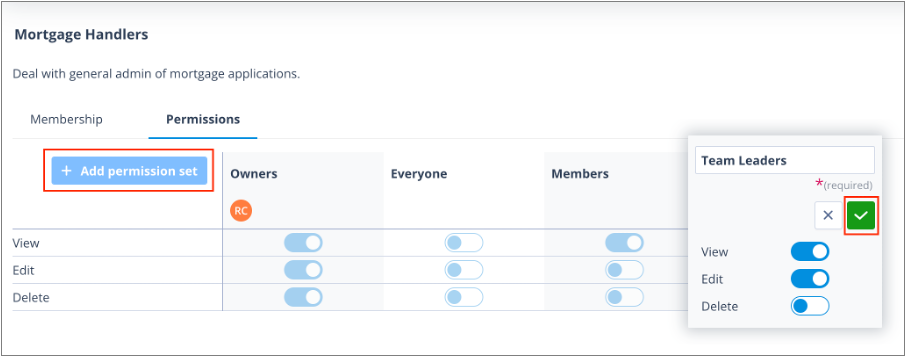 Creating a new User Group permission set