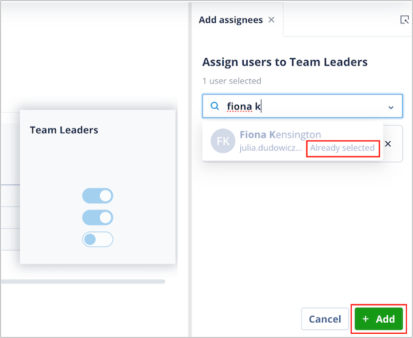 Users selected and ready to be added to the permission set