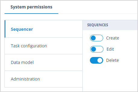 Role permissions showing Delete enabled for Sequencer