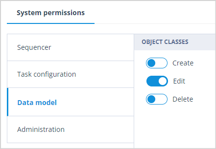 Role permissions showing Edit enabled for Object Classes